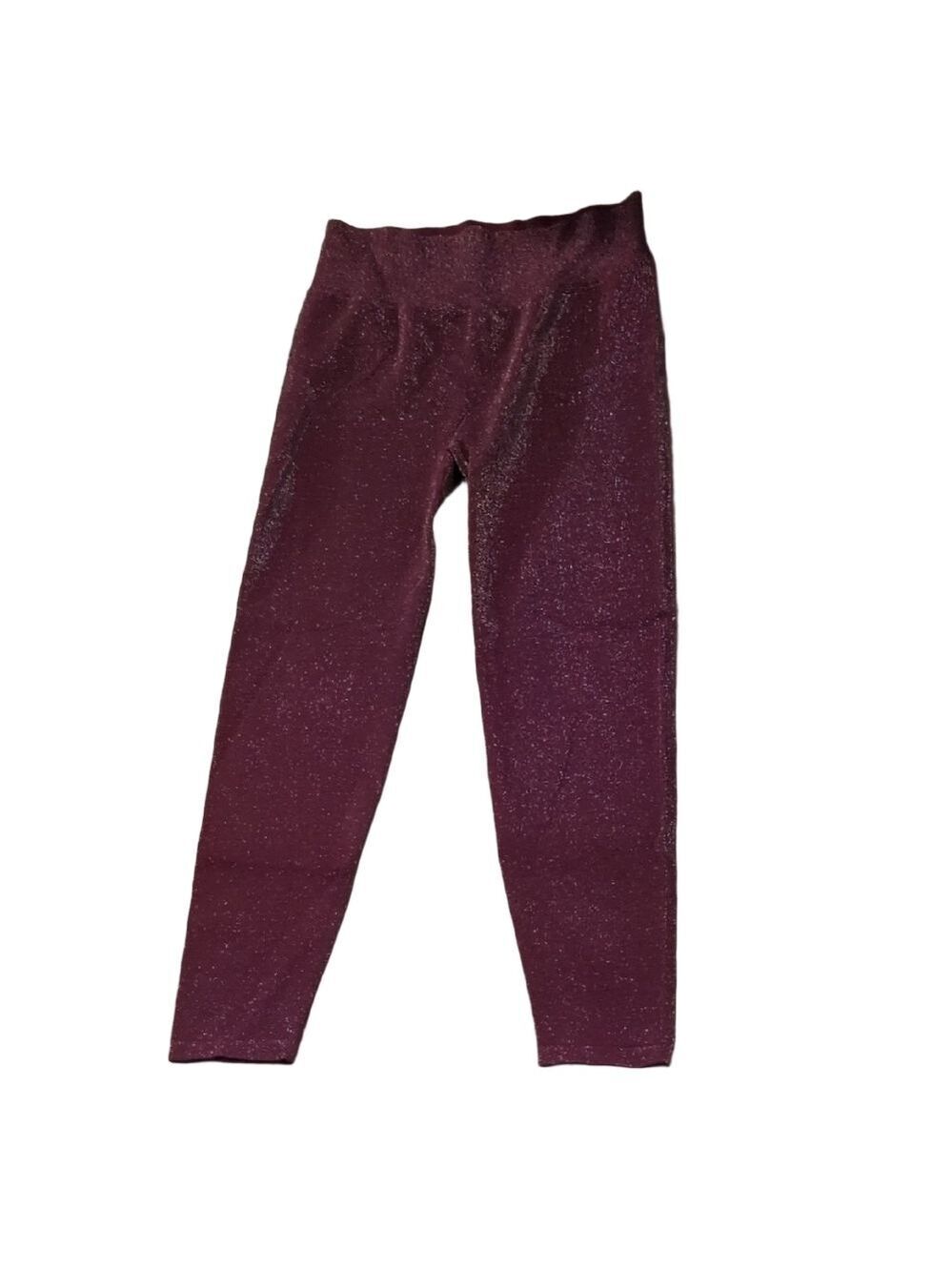 Victoria's Secret Pink Burgundy Glitter Leggings Size XL